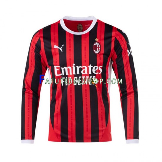 Camisa 1 AC Milan 2024-2025 manga longa ,Masculino