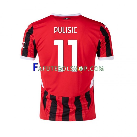 Camisa 1 AC Milan Pulisic 11 2024-2025 manga curta ,Masculino