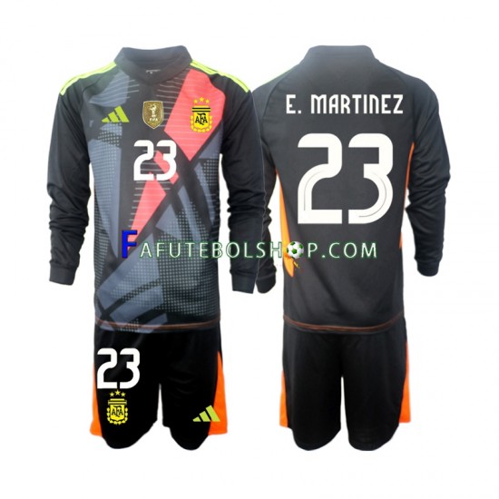 Camisa Goleiro 1 Argentina Emiliano Martinez 23 2024 manga longa ,infantil