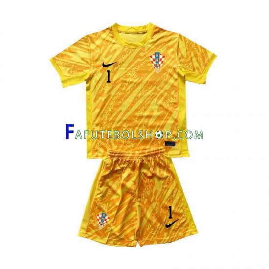 Camisa Goleiro 1 Croácia DOMINIK LIVAKOVIC 1 Euro 2024 manga curta ,infantil