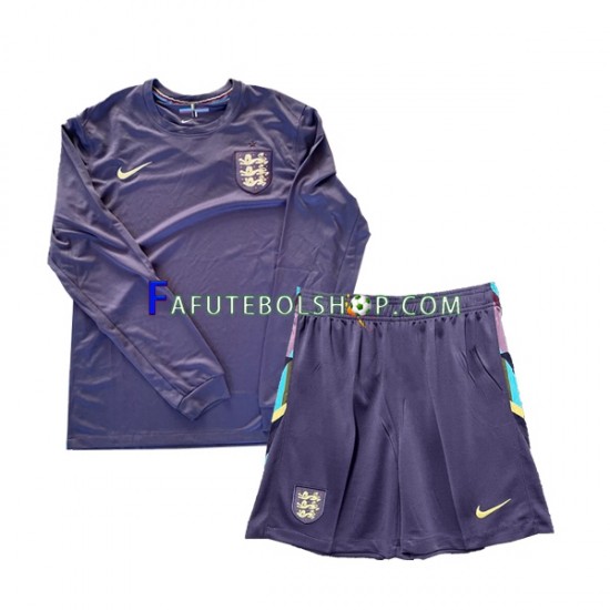 Camisa 2 Inglaterra Euro 2024 manga longa ,infantil