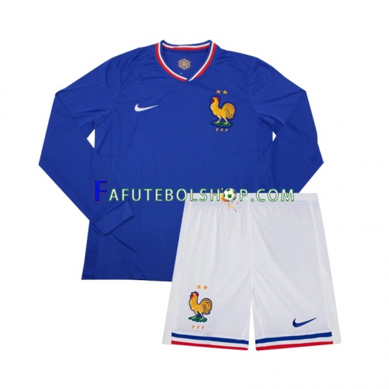 Camisa 1 França Euro 2024 manga longa ,infantil