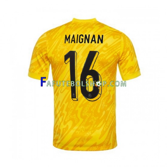 Camisa Goleiro 1 França MAIGNAN 16 Euro 2024 manga curta ,Masculino