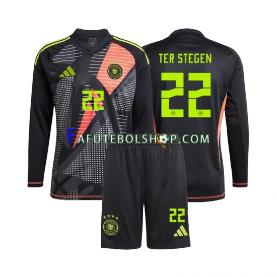 Camisa Goleiro 1 Alemanha Ter Stegen 22 Euro 2024 manga longa ,infantil