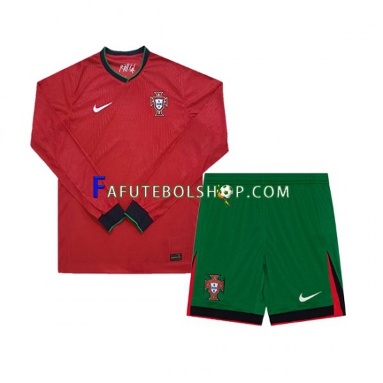 Camisa 1 Portugal Euro 2024 manga longa ,infantil