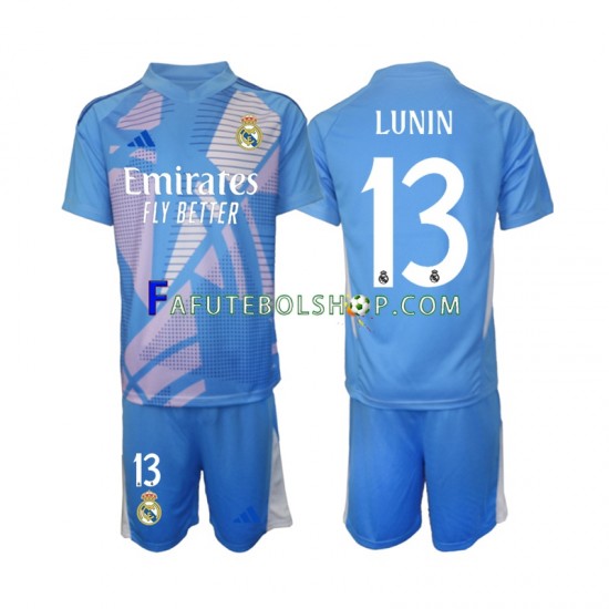 Camisa Goleiro 1 Real Madrid Andriy Lunin 13 2024-2025 manga curta ,infantil