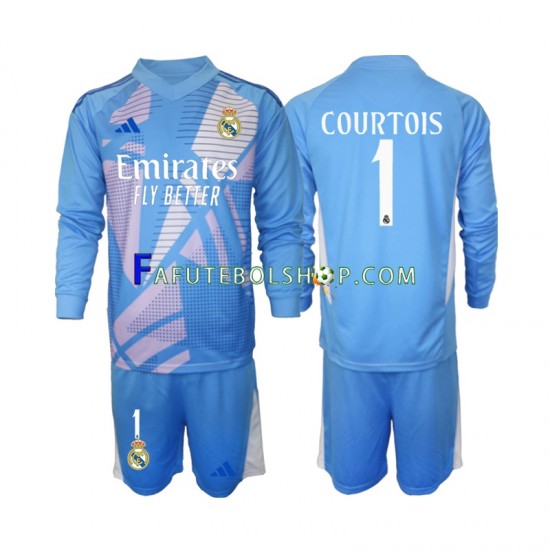 Camisa Goleiro 1 Real Madrid Thibaut Courtois 1 2024-2025 manga longa ,infantil