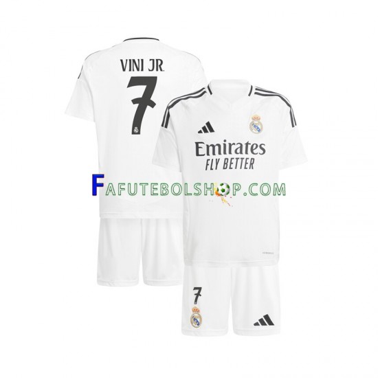 Camisa 1 Real Madrid Vinicius Junior 7 2024-2025 manga curta ,infantil