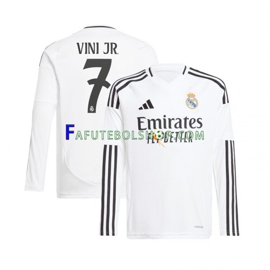 Camisa 1 Real Madrid Vinicius Junior 7 2024-2025 manga longa ,Masculino