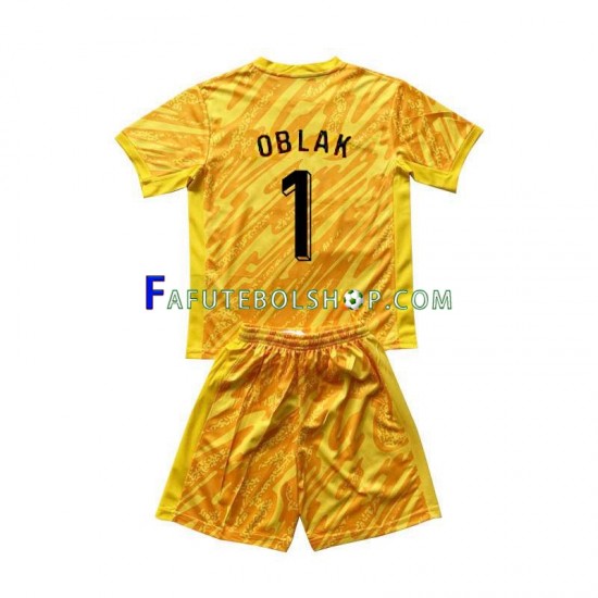 Camisa Goleiro 1 Eslovênia Jan Oblak 1 Euro 2024 manga curta ,infantil