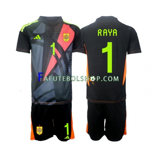 Camisa Goleiro 2 Espanha David Raya 1 Euro 2024 manga curta ,infantil