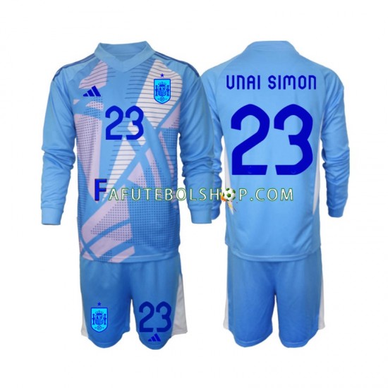 Camisa Goleiro 1 Espanha Unai Simon 23 Euro 2024 manga longa ,infantil