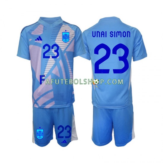 Camisa Goleiro 1 Espanha Unai Simon 23 Euro 2024 manga curta ,infantil