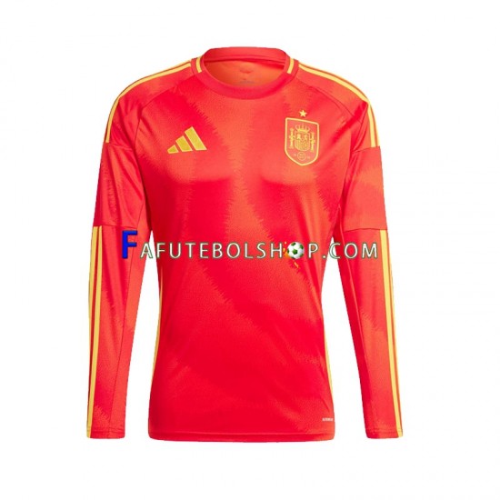 Camisa 1 Espanha Euro 2024 manga longa ,Masculino