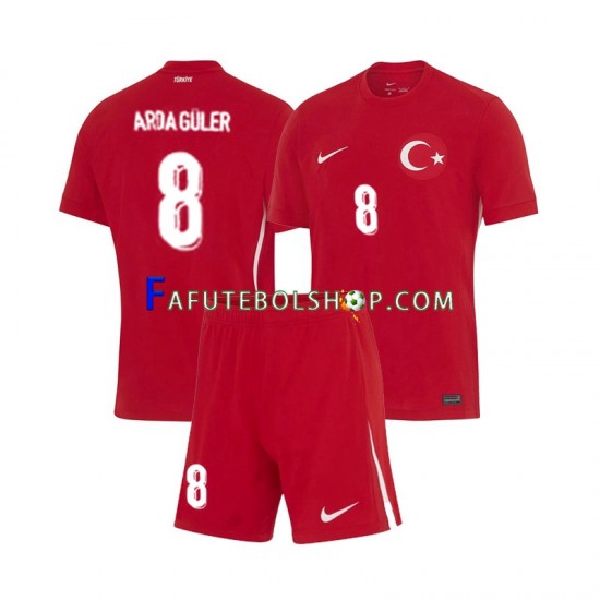 Camisa 2 Turquia Arda Guler 8 Euro 2024 manga curta ,infantil