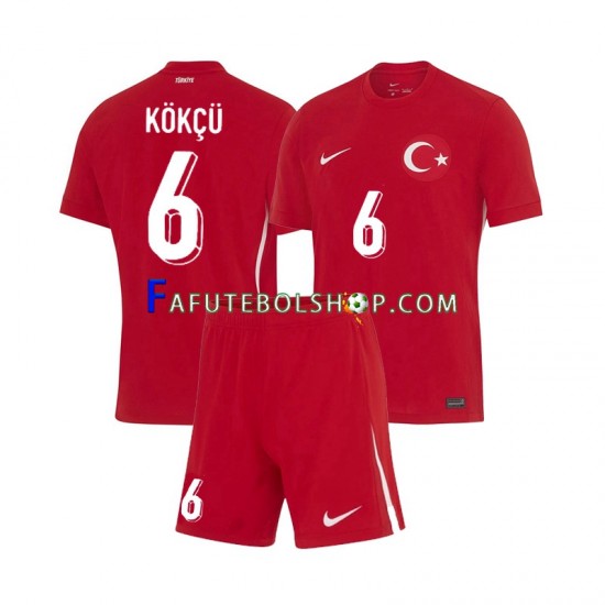 Camisa 2 Turquia Orkun Kokcu 6 Euro 2024 manga curta ,infantil