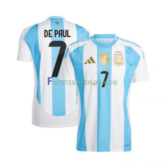 Camisa 1 Argentina De Paul 7 Copa America 2024 manga curta ,Masculino