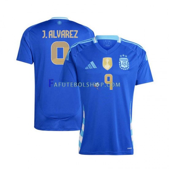 Camisa 2 Argentina Julian Alvarez 9 Copa America 2024 manga curta ,Masculino