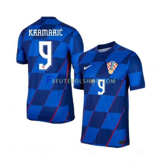 Camisa 2 Croácia Andrej Kramaric 9 Euro 2024 manga curta ,Masculino