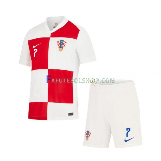 Camisa 1 Croácia Lovro Majer 7 Euro 2024 manga curta ,infantil