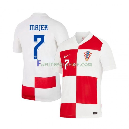 Camisa 1 Croácia Lovro Majer 7 Euro 2024 manga curta ,Masculino