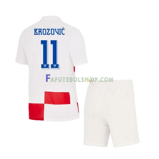 Camisa 1 Croácia Marcelo Brozovic 11 Euro 2024 manga curta ,infantil