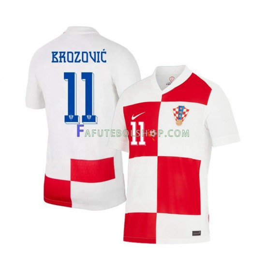 Camisa 1 Croácia Marcelo Brozovic 11 Euro 2024 manga curta ,Masculino