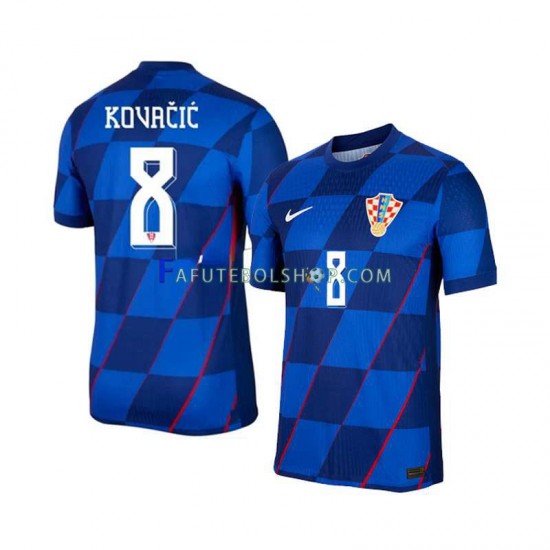 Camisa 2 Croácia Mateo Kovacic 8 Euro 2024 manga curta ,Masculino