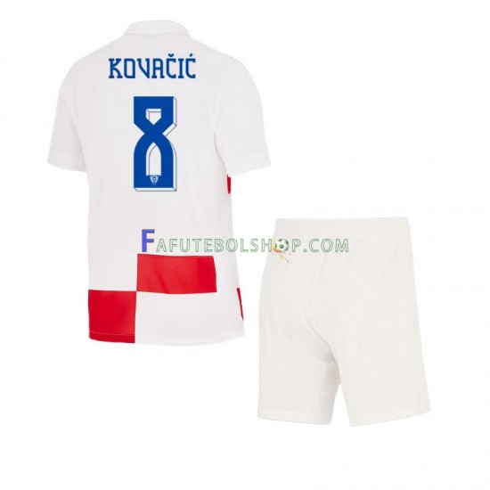 Camisa 1 Croácia Mateo Kovacic 8 Euro 2024 manga curta ,infantil