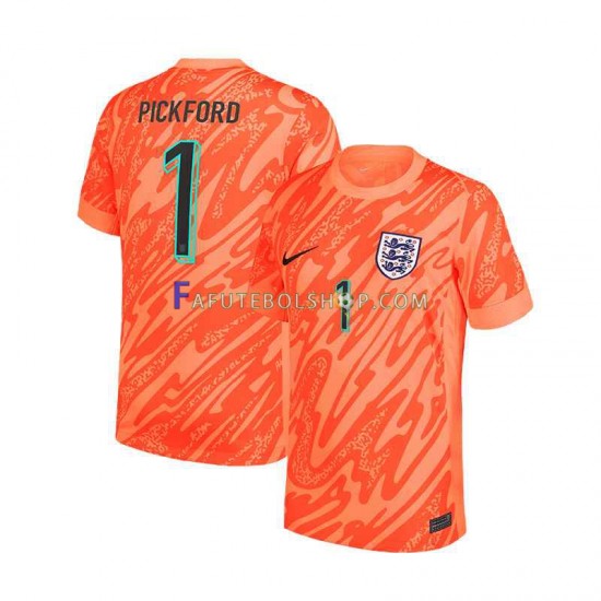 Camisa Goleiro 1 Inglaterra Pickford 1 Euro 2024 manga curta ,Masculino