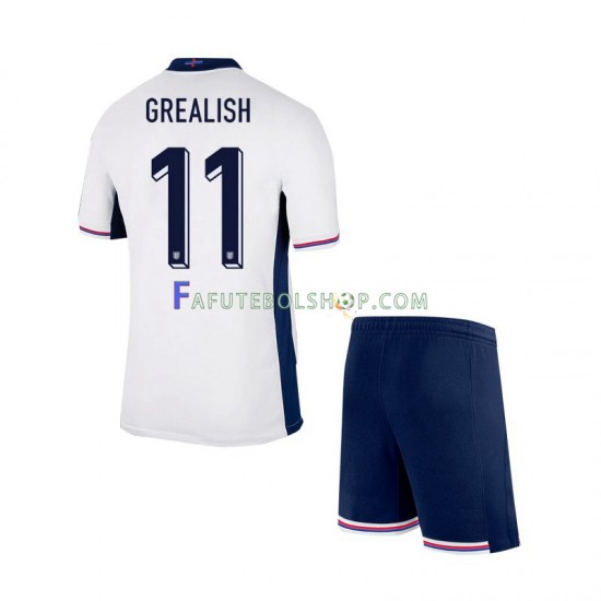 Camisa 1 Inglaterra Jack Grealish Euro 2024 manga curta ,infantil