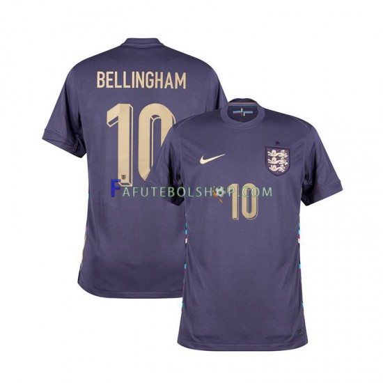 Camisa 2 Inglaterra Jude Bellingham 10 Euro 2024 manga curta ,Masculino