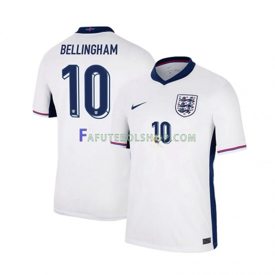 Camisa 1 Inglaterra Jude Bellingham 10 Euro 2024 manga curta ,Masculino