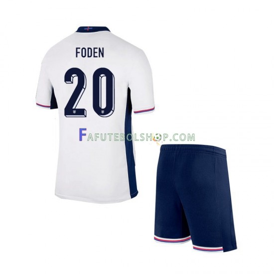 Camisa 1 Inglaterra Phil Foden 20 Euro 2024 manga curta ,infantil