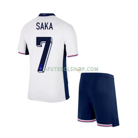 Camisa 1 Inglaterra SAKA 7 Euro 2024 manga curta ,infantil