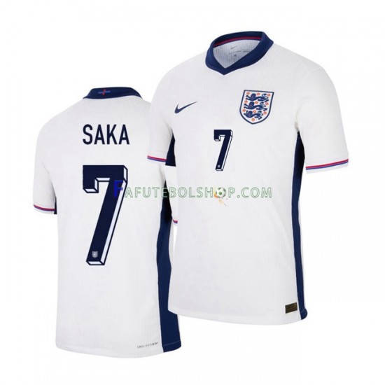 Camisa 1 Inglaterra Saka 7 Euro 2024 manga curta ,Masculino