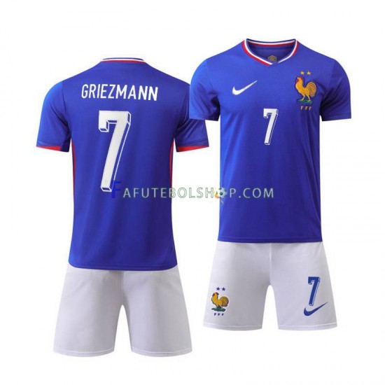 Camisa 1 França Antoine Griezmann 7 Euro 2024 manga curta ,infantil