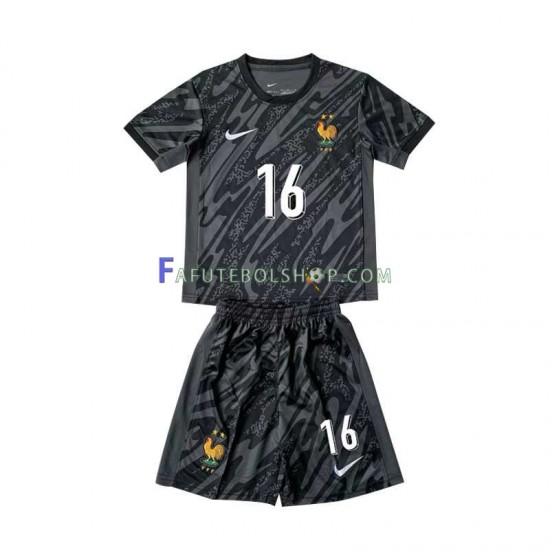 Camisa Goleiro 2 França Mike Maignan 16 Euro 2024 manga curta ,infantil