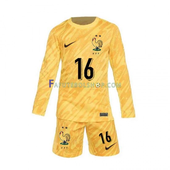 Camisa Goleiro 1 França Mike Maignan 16 Euro 2024 manga longa ,infantil