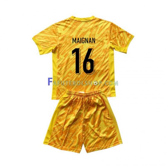 Camisa Goleiro 1 França Mike Maignan 16 Euro 2024 manga curta ,infantil