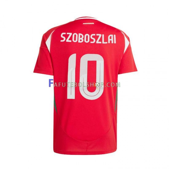 Camisa 1 Hungria Dominik Szoboszlai 10 Euro 2024 manga curta ,Masculino