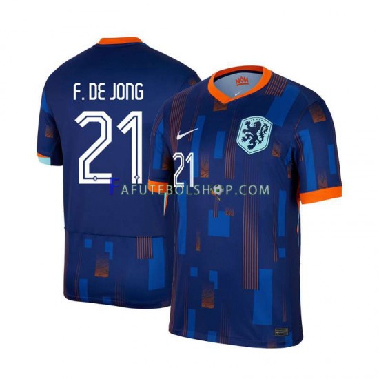 Camisa 2 Países Baixos Frenkie de Jong 21 Euro 2024 manga curta ,Masculino