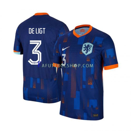 Camisa 2 Países Baixos Matthijs de Ligt 3 Euro 2024 manga curta ,Masculino