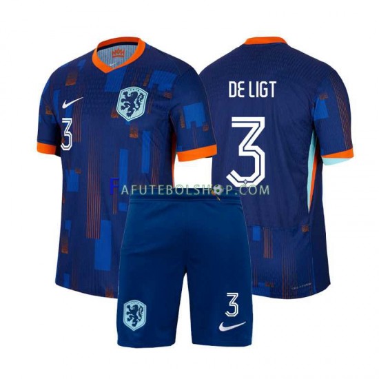 Camisa 2 Países Baixos Matthijs de Ligt 3 Euro 2024 manga curta ,infantil