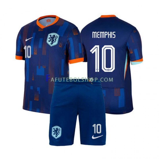 Camisa 2 Países Baixos Memphis Depay 10 Euro 2024 manga curta ,infantil