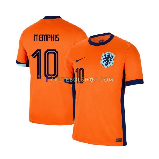 Camisa 1 Países Baixos Memphis Depay 10 Euro 2024 manga curta ,Masculino