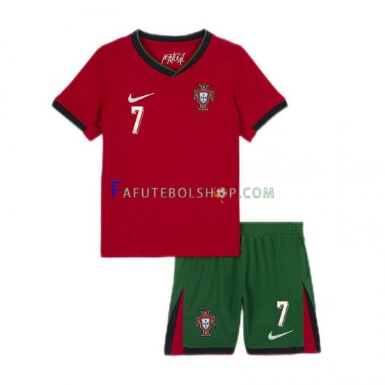 Camisa 1 Portugal Cristiano Ronaldo 7 Euro 2024 manga curta ,infantil