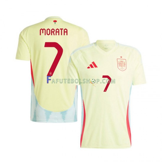 Camisa 2 Espanha Alvaro Morata 7 Euro 2024 manga curta ,Masculino