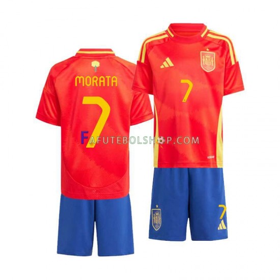 Camisa 1 Espanha Alvaro Morata 7 Euro 2024 manga curta ,infantil