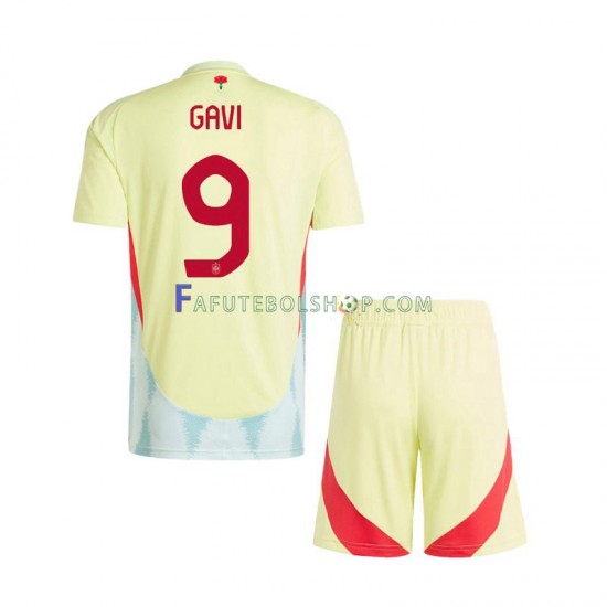 Camisa 2 Espanha Gavi 9 Euro 2024 manga curta ,infantil